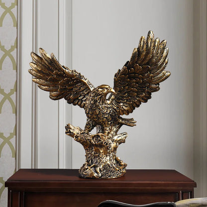 American Resin Golden Eagle Statue, Art Animal Model, Collection Ornament, Home Office, Cabinet Decor, Desktop Decor, Figurines