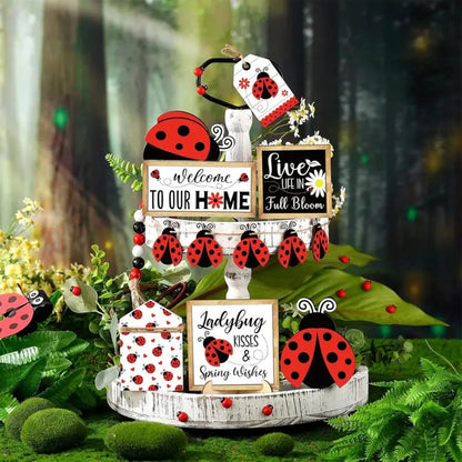 Rustic Sunflower Tiered Tray Decor Set Farmhouse Table Centerpieces Spring Summer Wooden Signs Kitchen Decorations