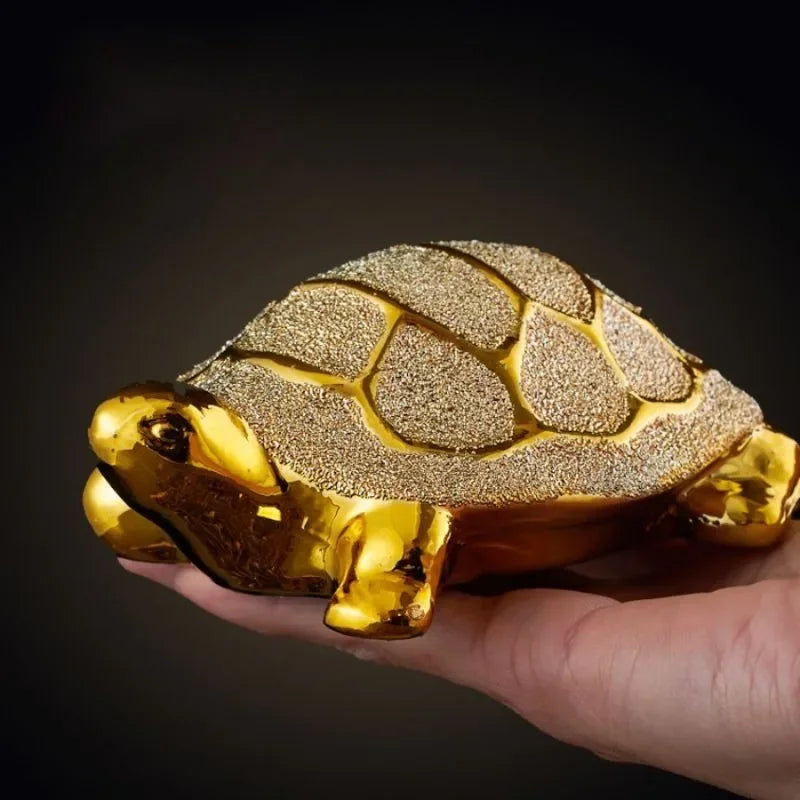 Fengshui Turtle Desk Decoration Gold Decorative Figurines Money Turtle Ceramic Car Home Living Room Decor Home Accessories